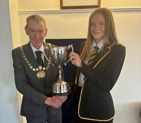 Comhairle Convener, Cllr Kenneth MacLeod and Abbie Stewart